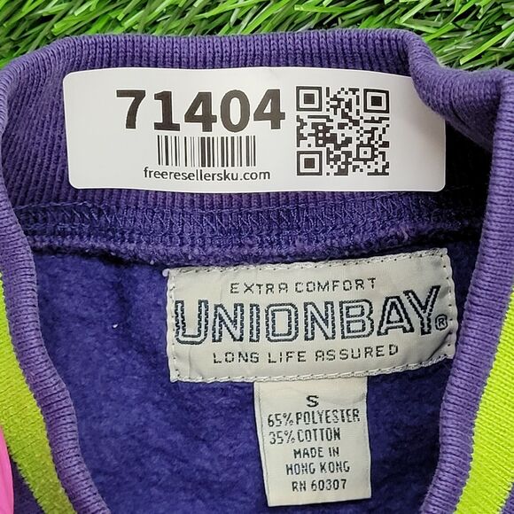 Vintage 90s UNIONBAY Ringer Sweatshirt Small 23x22 Blue - Picture 7 of 14